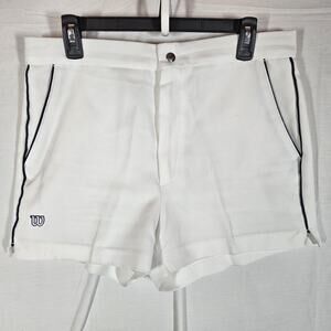 Vintage Wilson Shorts Mens Medium White Tennis Twill Piped Athletic 70s 80s